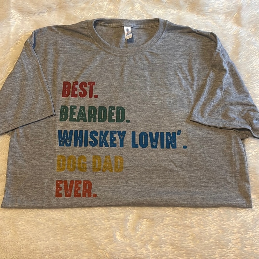 Bearded Whiskey Loving Fur Dad T- Shirt